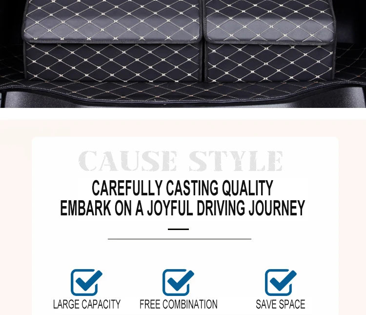 Universal Premium Leather Car Trunk Organizer Box, Large Capacity