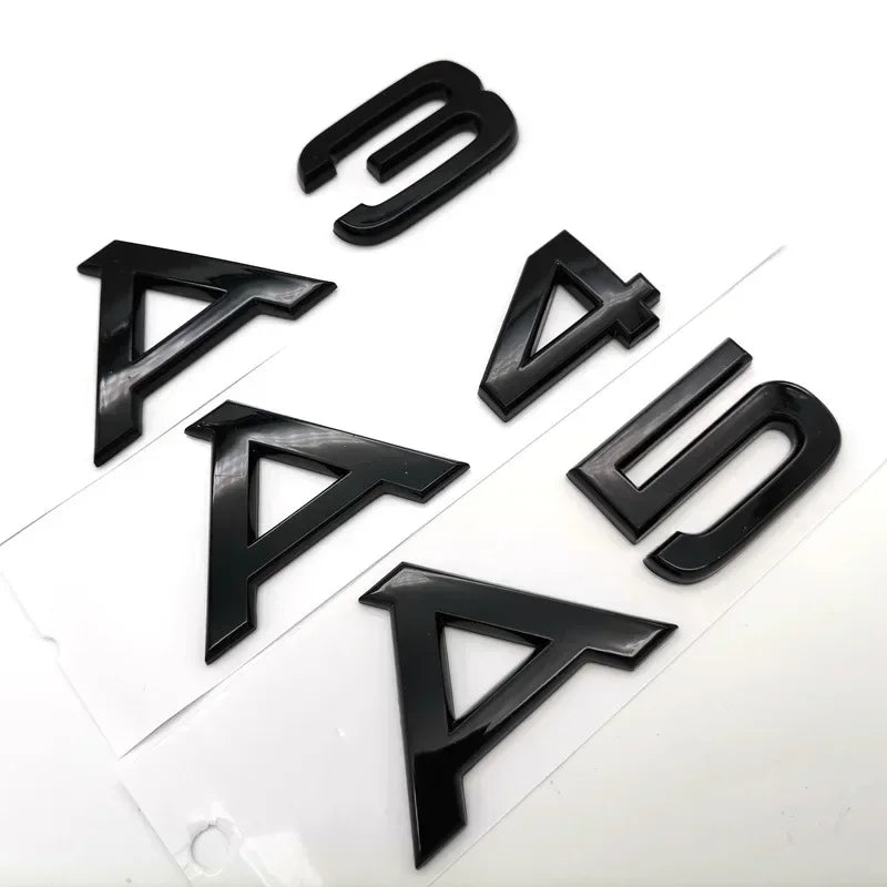 3D ABS Chrome Black Trunk Badge for Audi A1-A8 Q2-Q8 TT