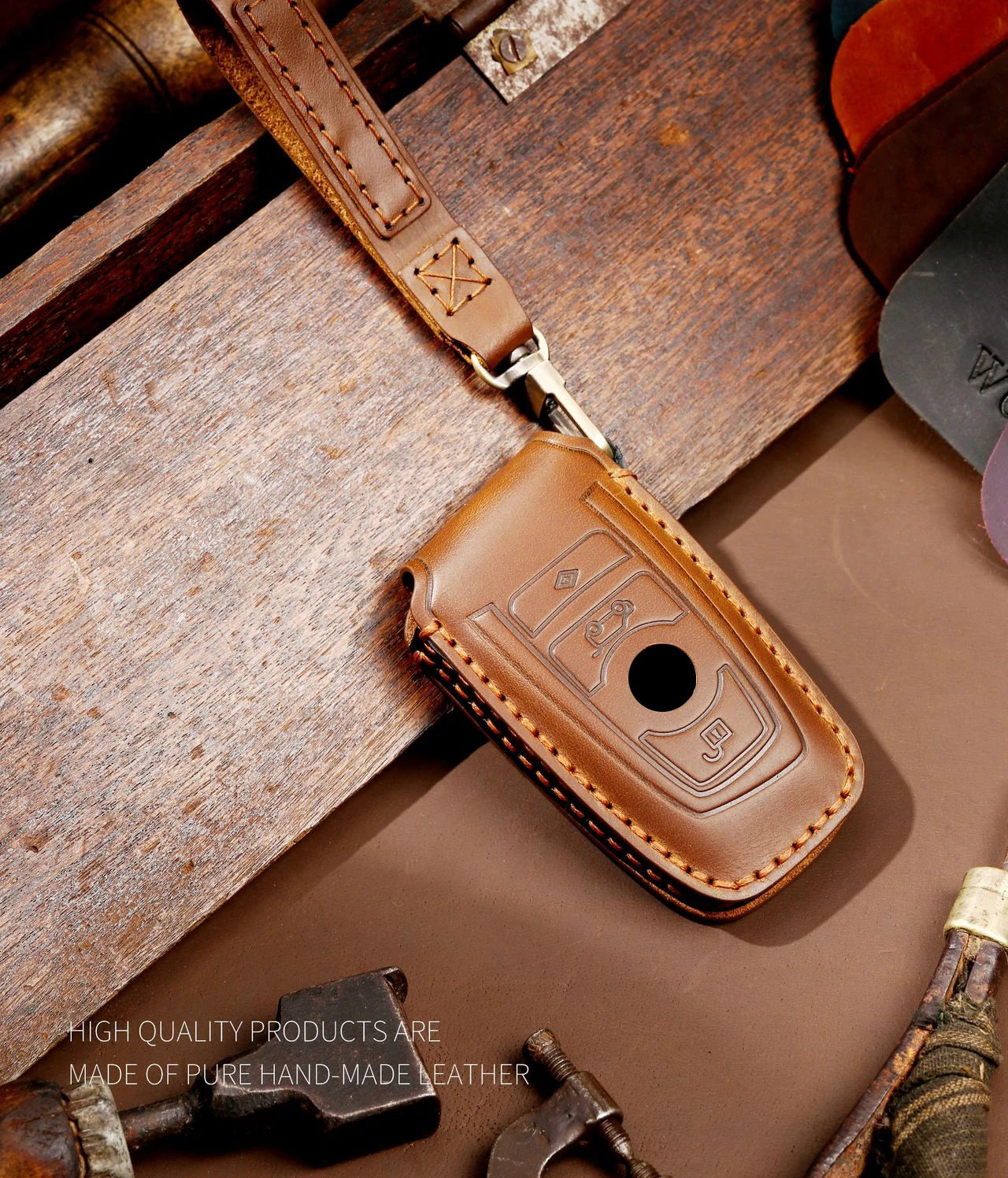 Funda de cuero de lujo para llave de coche BMW Serie 1-7, X1-X6, X5M/X6M