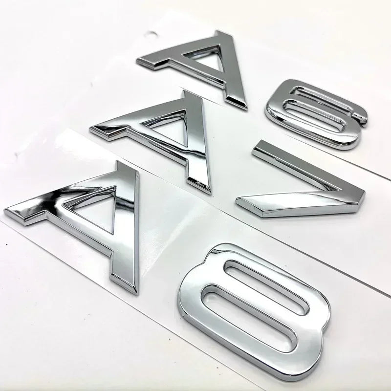 3D ABS Chrome Black Trunk Badge for Audi A1-A8 Q2-Q8 TT