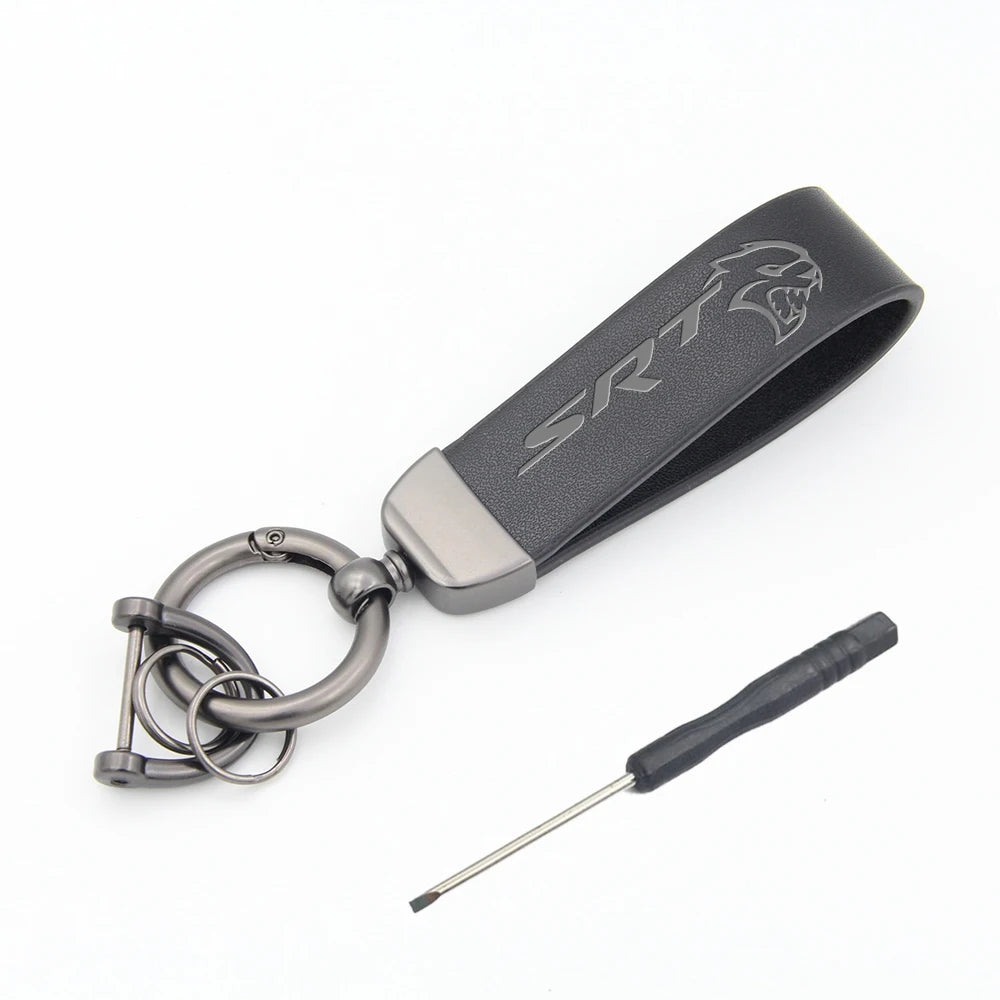 Premium Leather Weaving Keychain for Dodge SRT