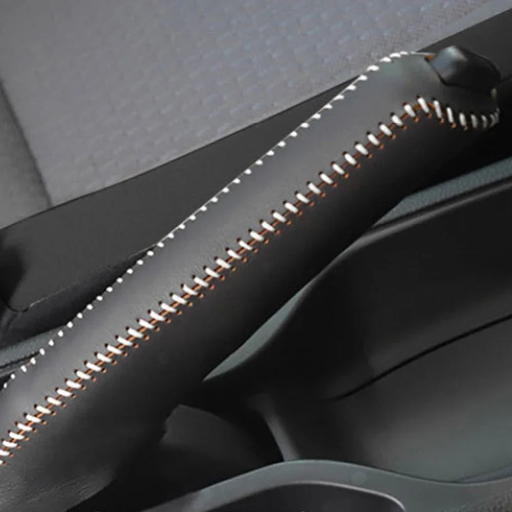 Genuine Leather Gear Shift & Handbrake Covers for Honda Fit 20-21 white line hangbrake – Car Accessories | MotorWorld Marketplace