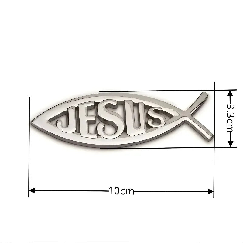 3D Metal Jesus Fish Car Badge – Durable Christian Emblem