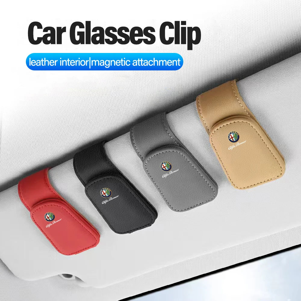 Premium Leather Sun Visor Glasses Clip for Alfa Romeo GT