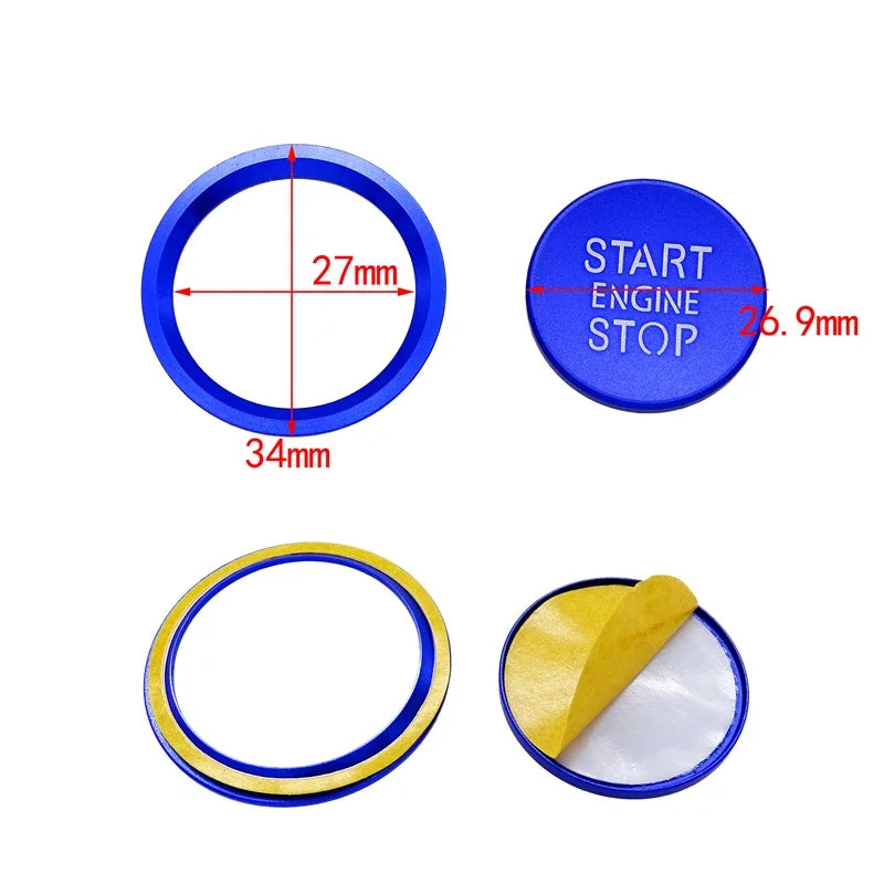 Premium Engine Start Stop Button Ring Cap for Audi, Alloy