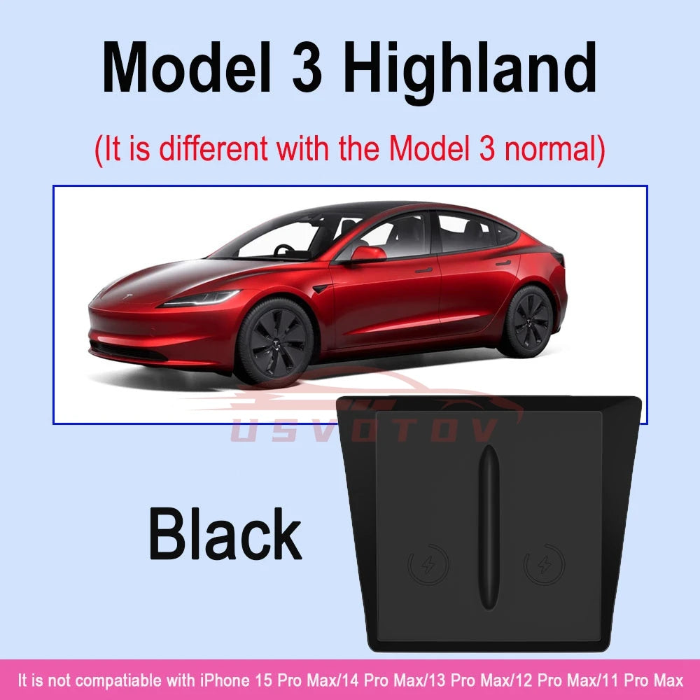 Wireless Charger Pad for Tesla 3/Y/S/X 2022-2024