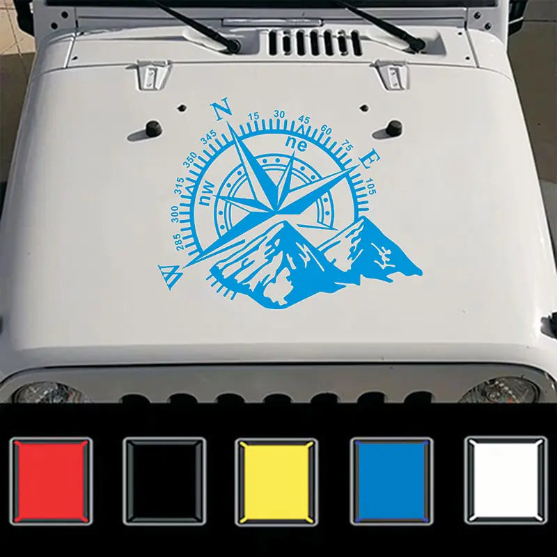 Autocollant de capot de voiture avec boussole de montagne