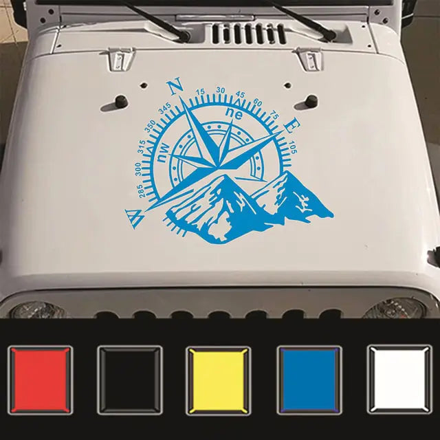 Autocollant de capot de voiture avec boussole de montagne