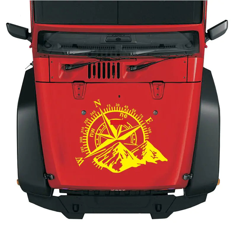 Autocollant de capot de voiture avec boussole de montagne