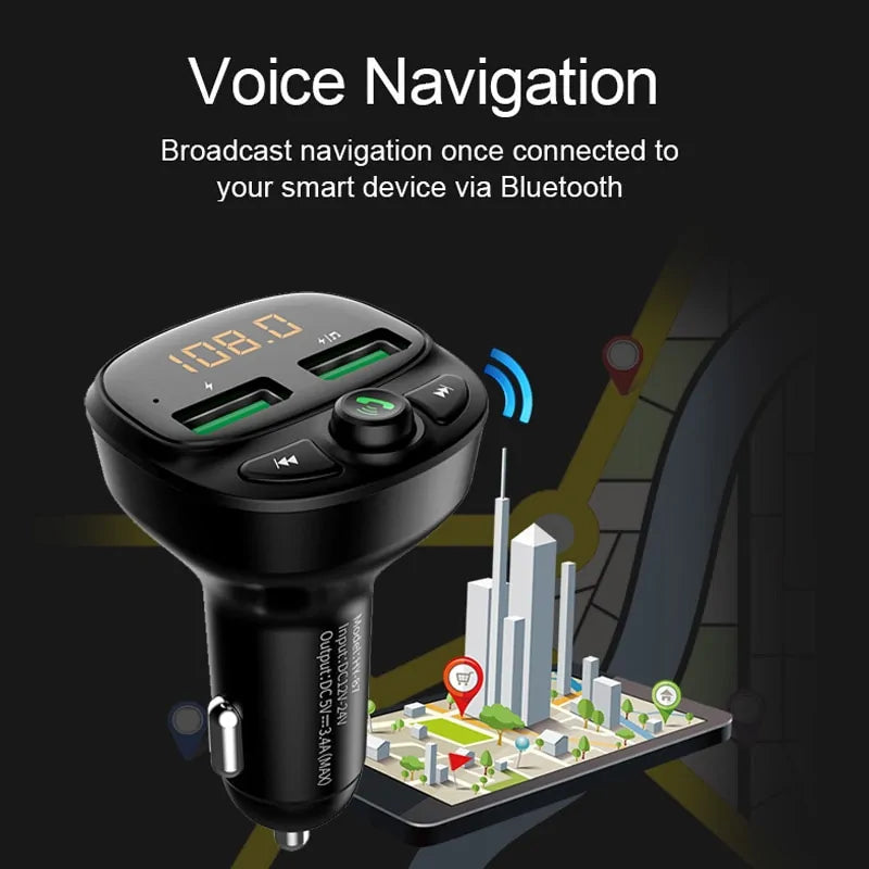 Transmetteur FM Bluetooth avec chargeur double USB 5.0