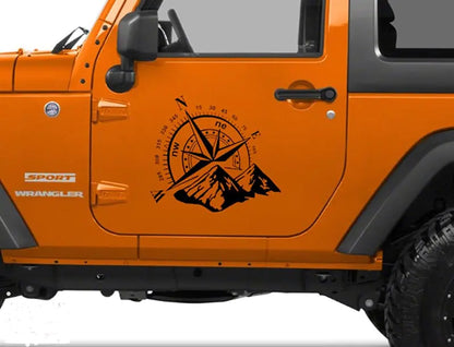 Autocollant de capot de voiture avec boussole de montagne