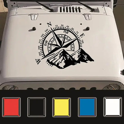 Autocollant de capot de voiture avec boussole de montagne