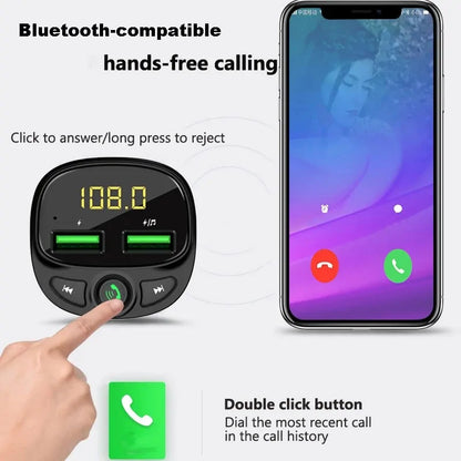 Transmisor FM Bluetooth con cargador USB dual 5.0