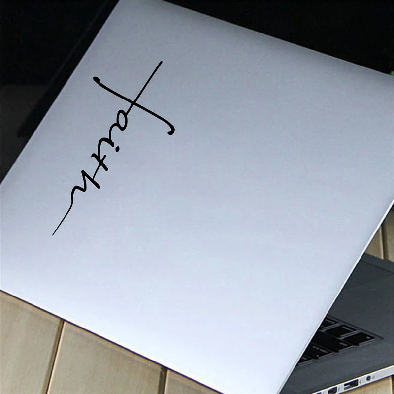 Faith Cross Vinyl Decal – Car Window & Laptop Christian Decor