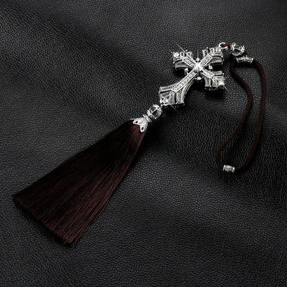 Crystal Cross Rearview Mirror Car Pendant – Premium Decor