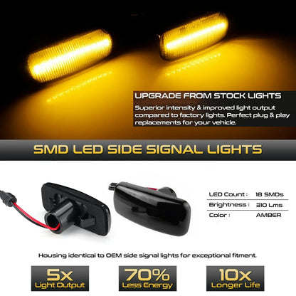 Feux de position latéraux dynamiques à LED fumés pour Jeep, Dodge, Chrysler