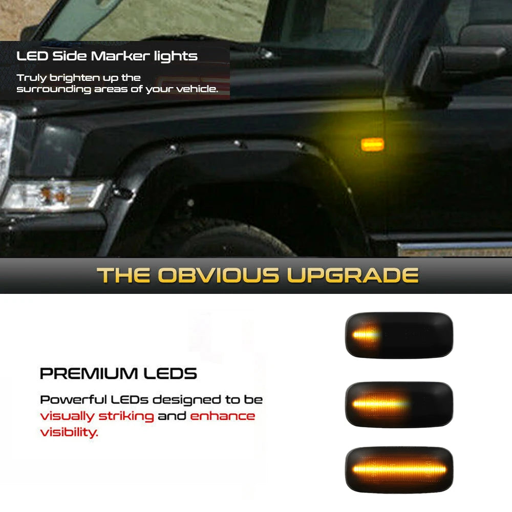 Feux de position latéraux dynamiques à LED fumés pour Jeep, Dodge, Chrysler