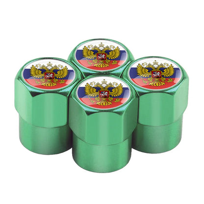 Universal 4PCS Russian Flag Aluminum Valve Caps Fit