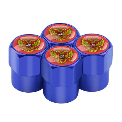 Universal 4PCS Russian Flag Aluminum Valve Caps Fit