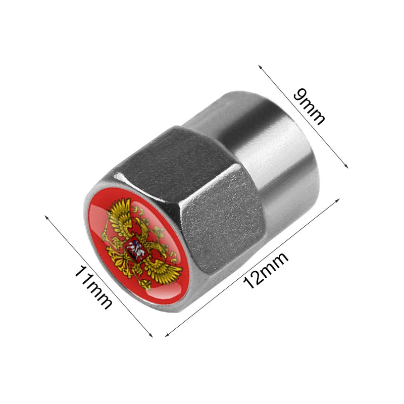 Universal 4PCS Russian Flag Aluminum Valve Caps Fit