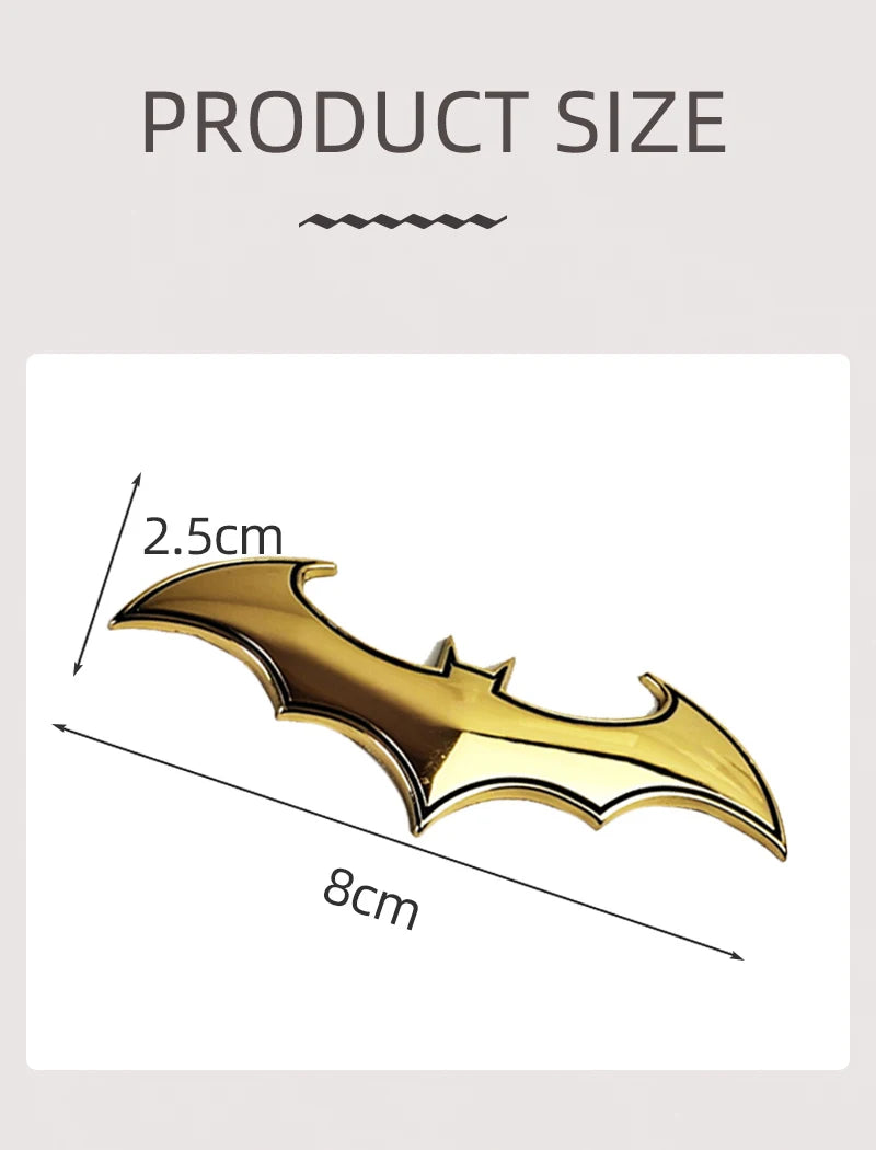 Emblème 3D BAT en métal chromé – Accessoire de style automobile professionnel