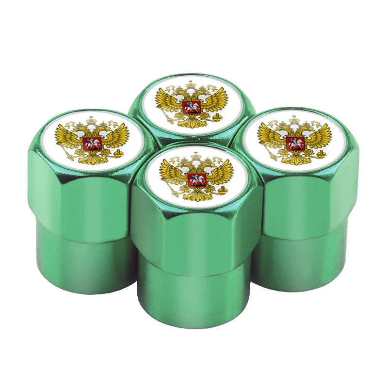 Universal 4PCS Russian Flag Aluminum Valve Caps Fit