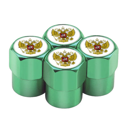 Universal 4PCS Russian Flag Aluminum Valve Caps Fit