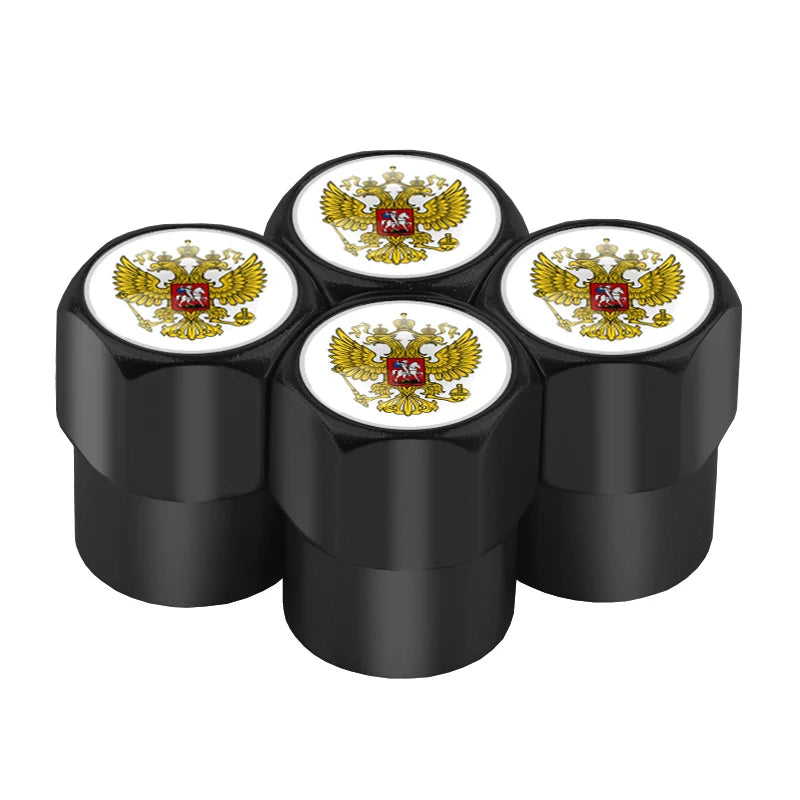 Universal 4PCS Russian Flag Aluminum Valve Caps Fit