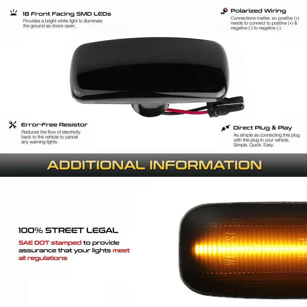 Feux de position latéraux dynamiques à LED fumés pour Jeep, Dodge, Chrysler