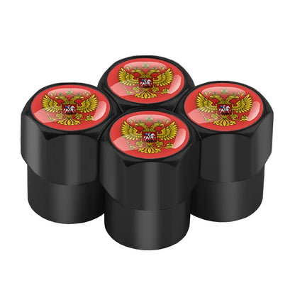 Universal 4PCS Russian Flag Aluminum Valve Caps Fit
