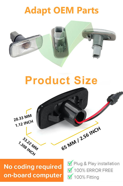 Feux de position latéraux dynamiques à LED fumés pour Jeep, Dodge, Chrysler