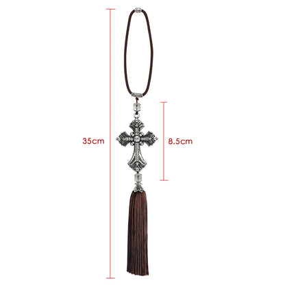 Crystal Cross Rearview Mirror Car Pendant – Premium Decor