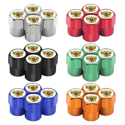 Universal 4PCS Russian Flag Aluminum Valve Caps Fit