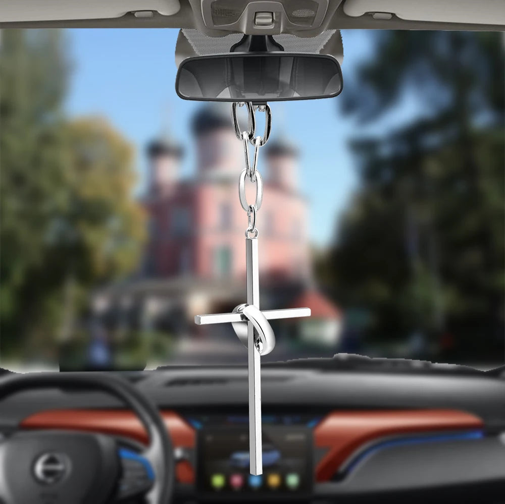 Jesus Crucifix Cross Car Pendant Rearview Charm Decor