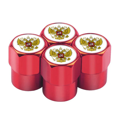 Universal 4PCS Russian Flag Aluminum Valve Caps Fit