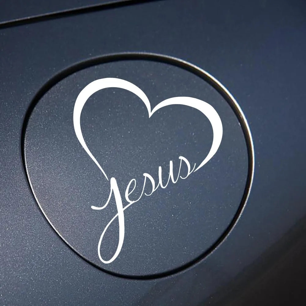 Reflective Jesus Heart Sticker – Premium Christian Auto Decal