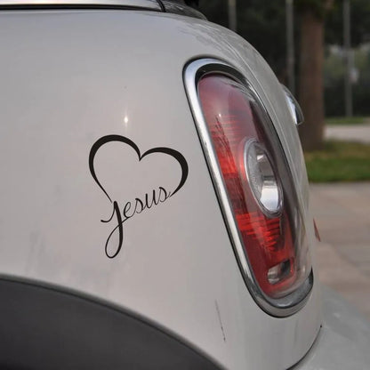 Reflective Jesus Heart Sticker – Premium Christian Auto Decal