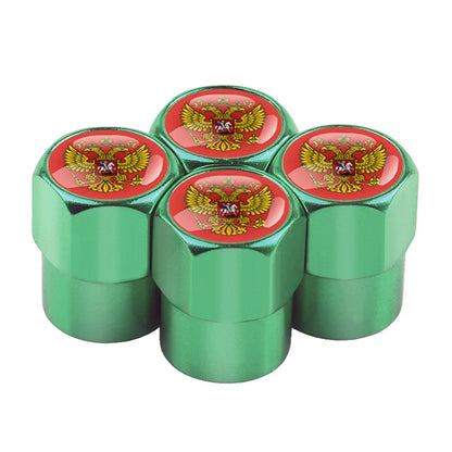 Universal 4PCS Russian Flag Aluminum Valve Caps Fit