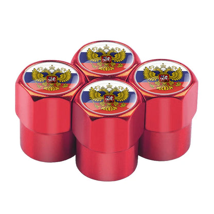 Universal 4PCS Russian Flag Aluminum Valve Caps Fit