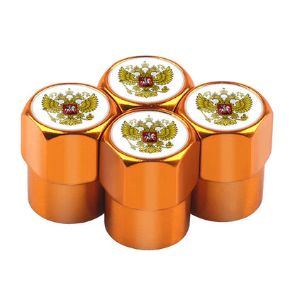 Universal 4PCS Russian Flag Aluminum Valve Caps Fit