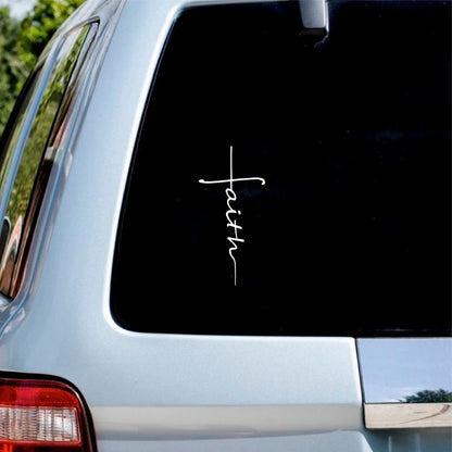 Faith Cross Vinyl Decal – Car Window & Laptop Christian Decor