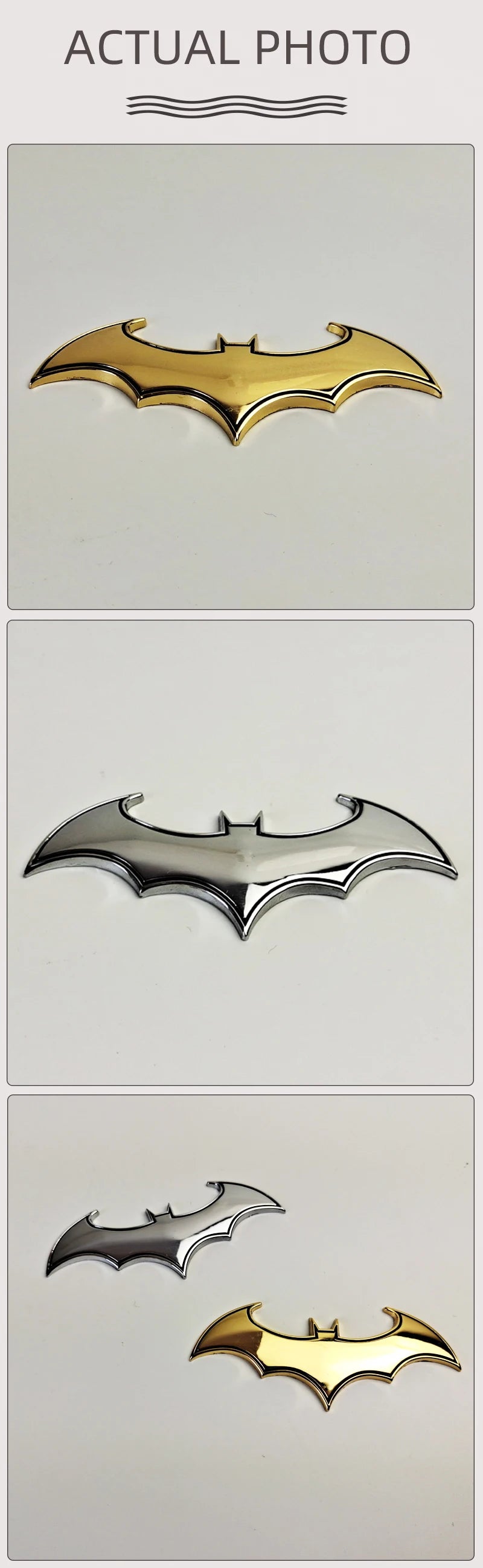 Emblème 3D BAT en métal chromé – Accessoire de style automobile professionnel