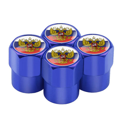 Universal 4PCS Russian Flag Aluminum Valve Caps Fit