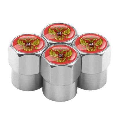 Universal 4PCS Russian Flag Aluminum Valve Caps Fit