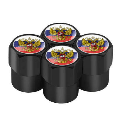 Universal 4PCS Russian Flag Aluminum Valve Caps Fit