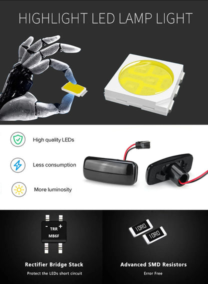 Feux de position latéraux dynamiques à LED fumés pour Jeep, Dodge, Chrysler
