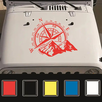 Autocollant de capot de voiture avec boussole de montagne