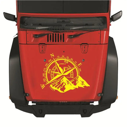 Autocollant de capot de voiture avec boussole de montagne