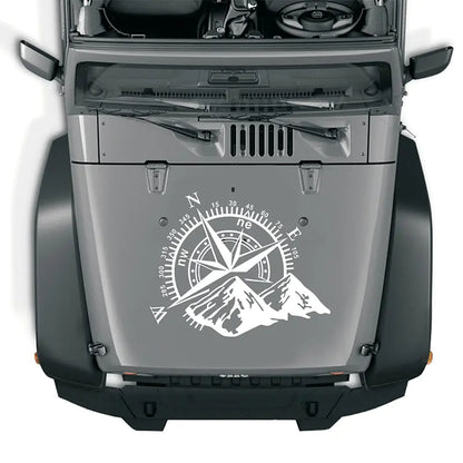 Autocollant de capot de voiture avec boussole de montagne