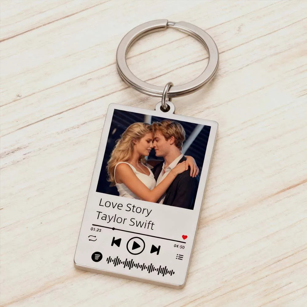 Custom Music Song Photo Name Keychain – Stainless Steel Gift – Car Accessories | MotorWorld Marketplace